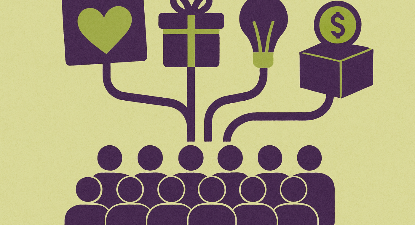 Ilustración de los cuatro tipos de crowdfunding