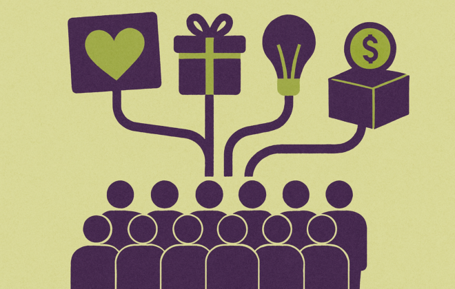 Ilustración de los cuatro tipos de crowdfunding